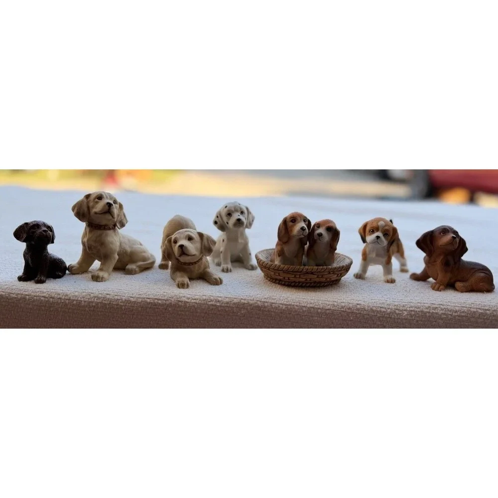 Vintage Lot Of 8 Variety Dog Glass Figurines 90s